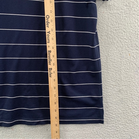 Vince Men’s L Classic Polo Shirt Black White Short Sleeve Stripe Cotton Collared - Picture 5 of 12